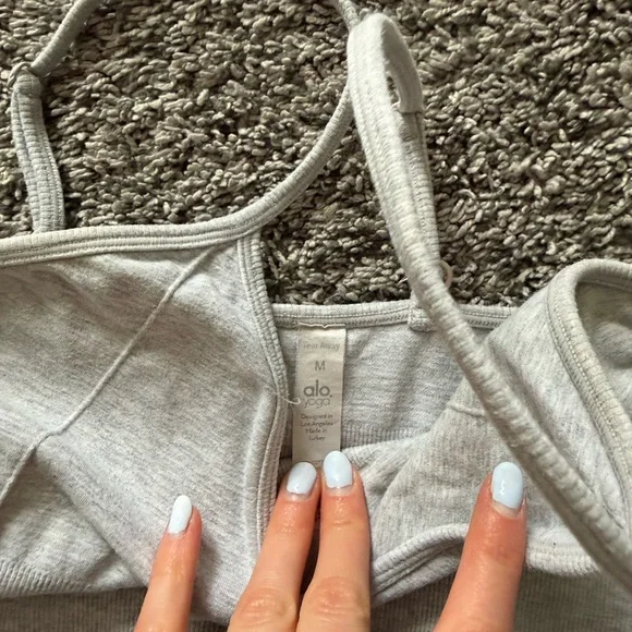 ALO Yoga Light Heather Gray Seamless Sports Bralette